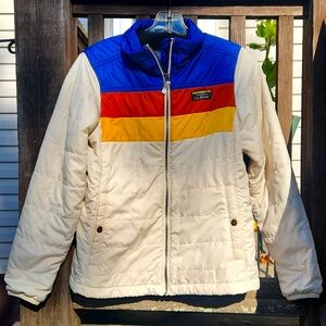 LL Bean Women's XS Mountain Classic Puffer Jacker, Colorblock retro style